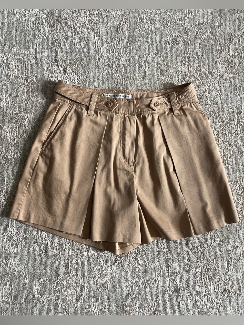 Trina Turk Pleated Tan Women's Shorts